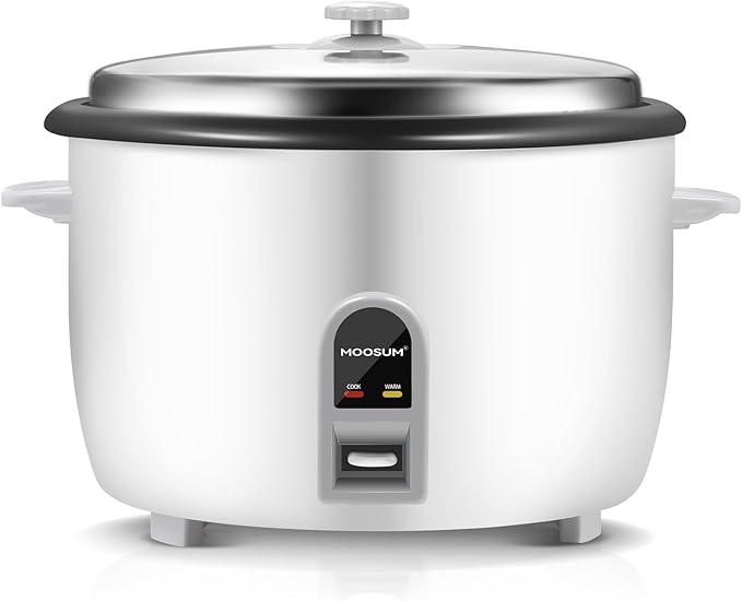 Commercial Rice Cooker Large Capacity 30-Cup (UnCooked) 60-Cup (Cooked) with One Touch Operation and 12-Hour Keep Warm Easy to Use and clean 1600W White