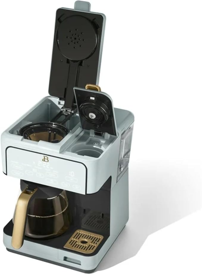 Dual Function Coffee Maker with 12 Cup Drip Brewing and Single Cup Option Programmable Control Panel (Hydrangea)