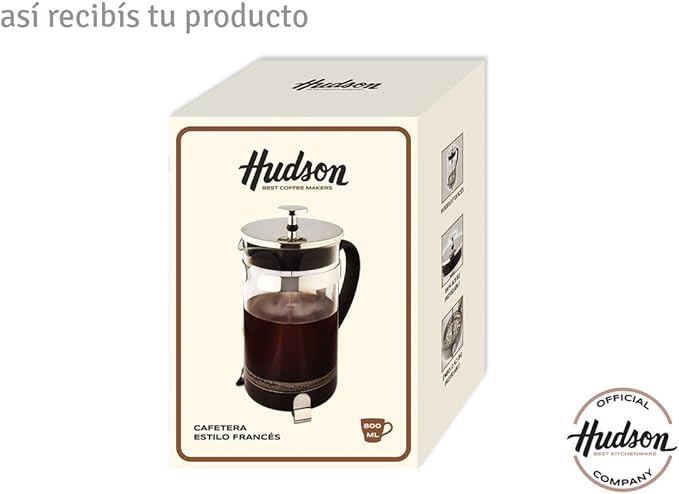 HUDSON French Press Coffee and Tea Maker 9 cups Silver