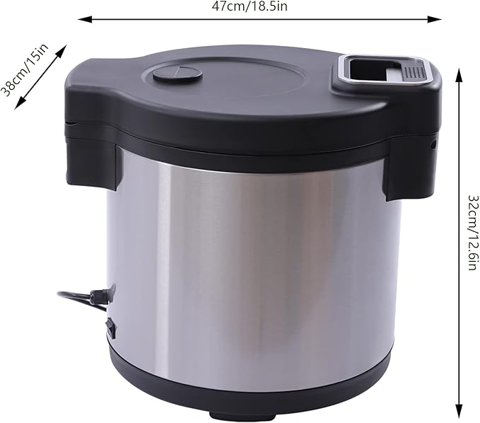 Rice Warmer 20Qt Commercial Rice Warmer 110W Stainless Steel Insulated Rice Bucket w/Non-Stick Inner Liner Pot Dual Temperature Control Serving Nearly 30-45 People Uesd For Restaurant Party