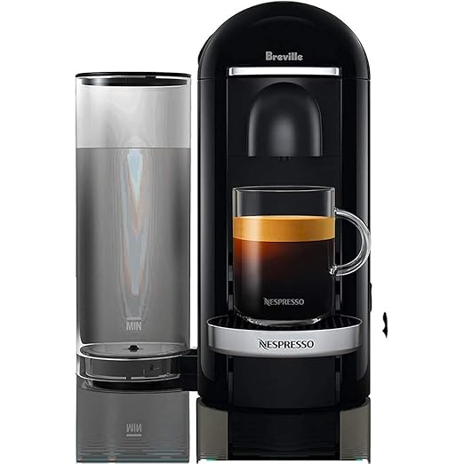 Nespresso Vertuo Plus Deluxe Coffee and Espresso Maker by Breville Piano Black with Aeroccino Milk Frother