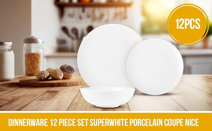 Premium Ceramic Dinnerware Sets. Plates and Bowls Sets. Dish Set. Dishes Set for 4. Platos De Cocina Dishwasher Safe White