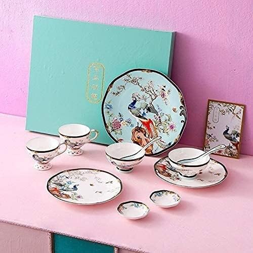 Dinnerware Sets Dish Set11pcs Bone China Tableware Set Ceramic Set Bowls and Plates Luxury Cups and Plates SetService for 1