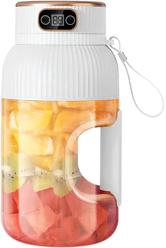 Portable Juicer Cup 1.2L Small Juice Blender USB Rechargeable Blender Cup with Digital Display for Juice Shakes Smoothies
