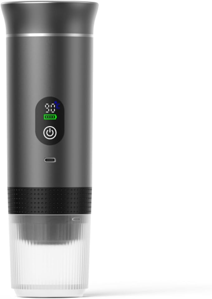 Portable Capsule Electric Coffee Machine 20Bar Espresso Small Coffee Maker for Home Use with Capsules and Powder for Camping/Office/Travel Fast Heating (gray)
