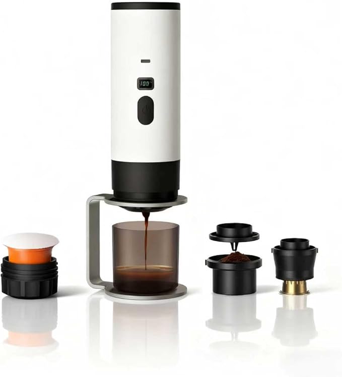 Portable coffee Maker15Bar USB-C Rechargeable Coffee Machine Electric Mini Coffee Maker for Camping Travel Car and Office (white)