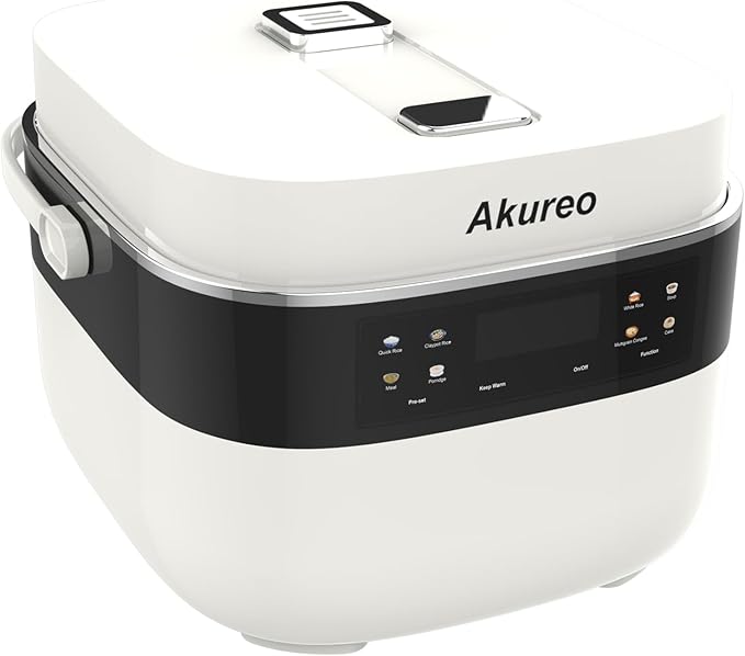 3L Smart Rice Cooker 6-Cup Uncooked Fuzzy Logic Stainless steel spherical inner pot with non-stick ceramic glaze coating Keep Warm Cream White