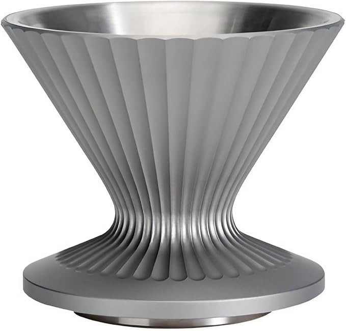 Pour Over Coffee Dripper Drip Coffee Pour Over Maker Resuable Blossom Cone Funnel Stainless Steel Metal Coffee Filter for Travel Camping Office Home Coffee Maker Brew (Twilight Gray)