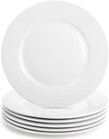 Foraineam White Dinner Plates Set 10 Inch Porcelain Dessert Salad Plate Catering Round Serving Dishes Dinnerware Sets Microwave Oven and Dishwasher Safe Set of 6