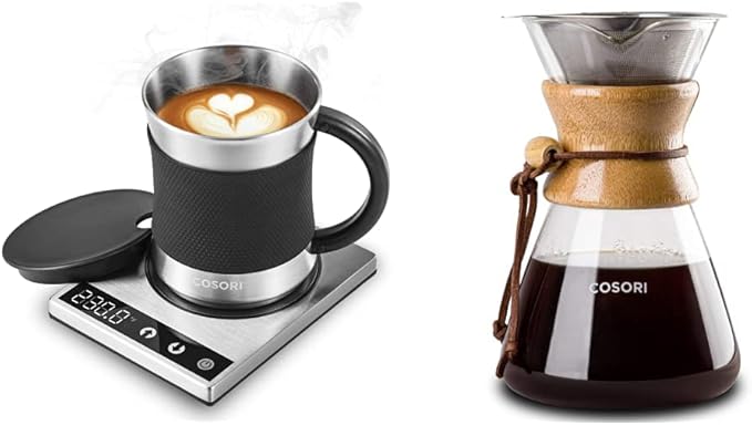 COSORI Coffee Mug Warmer &amp Mug Set + COSORI Pour Over Coffee Maker