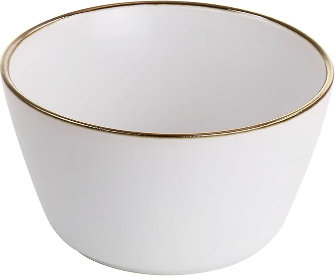 16 Piece Stoneware Dinnerware Set with Gold Rim – Matte Black White &amp Slate Plates Bowls and Mugs – Microwave &amp Dishwasher Safe Tableware Set for 4 (Matte White)