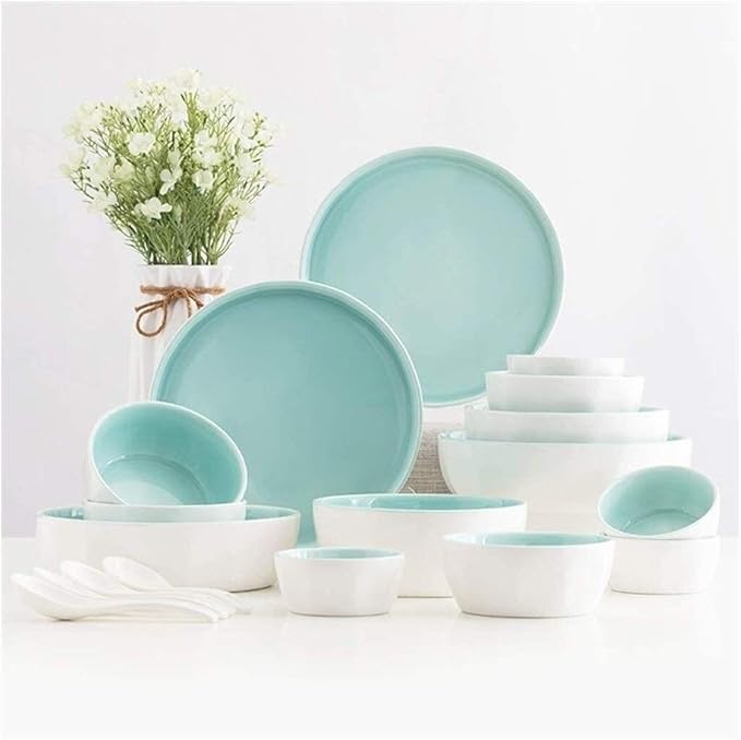 Ceramics Dinner Set Kitchen and Dining Service Fine Porcelain Kitchen Dinnerware Set Dinner Salad Appitizer Dessert Plate Bowls Plates and Bowls Set for Picnic RV Use Creativity Villa Table Decor