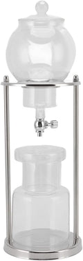 Cold Brew Coffee Maker 600ml Reusable Ice Coffee Machine Cold Brew Dripper Glass Filtering Transparent Stainless Steel Stand Coffee Dripper for Home Office