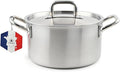 LAGUIOLE Triplex Soup Pot 28 x 17 cm Triplex Stainless Steel 304/Aluminium/430 Capacity 10 L Compatible with All Hobs Including Induction Easy Cleaning Silver