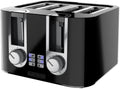BLACK+DECKER 4-Slice Toaster 7 Toast Shades Removable Crumb Tray Illuminated Bagel Frozen and Cancel Functions