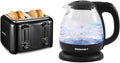 Proctor Silex 4 Slice Toaster with Extra Wide Slots Black (24215PS) &amp Elite Gourmet EKT1001 Electric BPA-Free Glass Kettle Black 1L