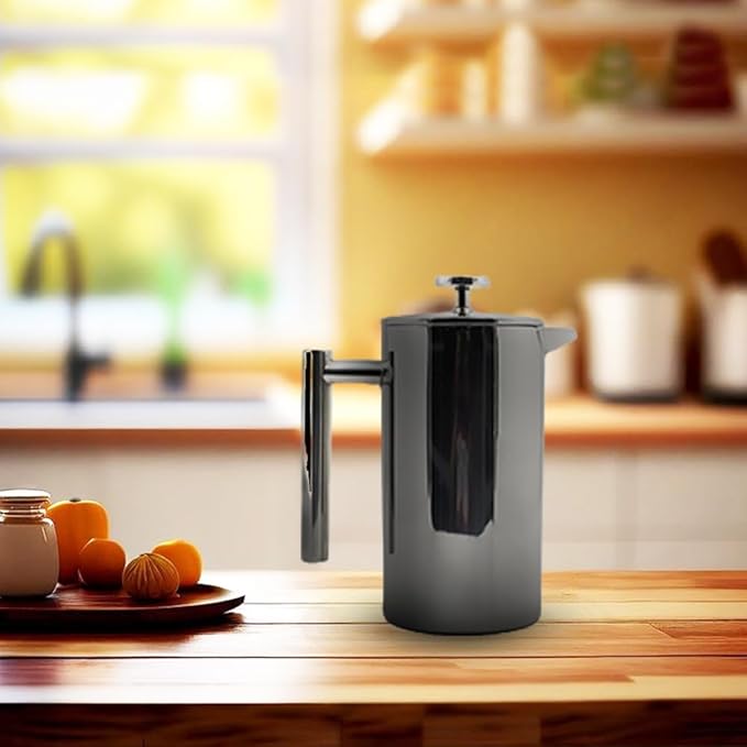 Double-Walled Stainless Steel French Press Coffee Maker - Rust-Free 304 Grade Steel - Granule-Free Coffee and Tea Brewer - Stylish and Durable Design 32oz