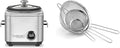 Cuisinart CRC-400 4 Cup Rice Cooker Stainless Steel Exterior &amp CTG-00-3MS Set of 3 Fine Set of Mesh Strainers Stainless Steel Pack of 3