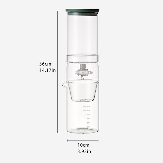 Cold Brew Coffee Drip TowerIce Drip Coffee Maker with Adjustable Water Flow 600ml/ Borosilicate Glass Machine With Slow Drip Technology for Home Office(Color:B)