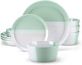 12 Piece Embossed Stoneware Tableware Set with Dinner Dessert Plate Soup Bowl Mug Service for 4