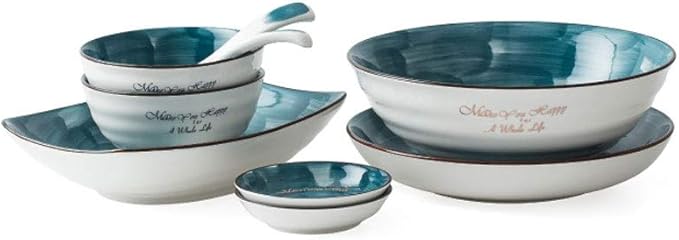Elegant Dinnerware Set Dinner Plates Bowls Set Luxurious Reactive Glaze Dinnerware Set Bpa-Free Dishwasher Safe The Best Gift For Family And FriendsA
