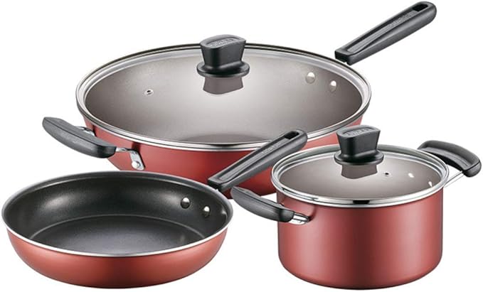 Pots and Pans Set – 3 Piece Cookware Set Non Stick – Induction-Sturdy and Comfortable Handle-Gas and Electric Hobs-Easy to Clean Pans