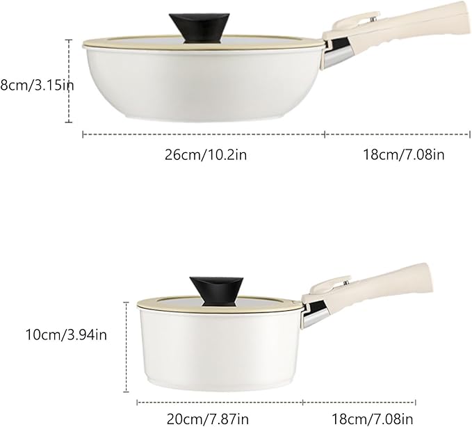 Detachable Handle Cookware Set Non Stick Pan Set Ceramic Rv Kitchen Set-frying Pan Saucepan with Lid Dishwasher Oven Safe