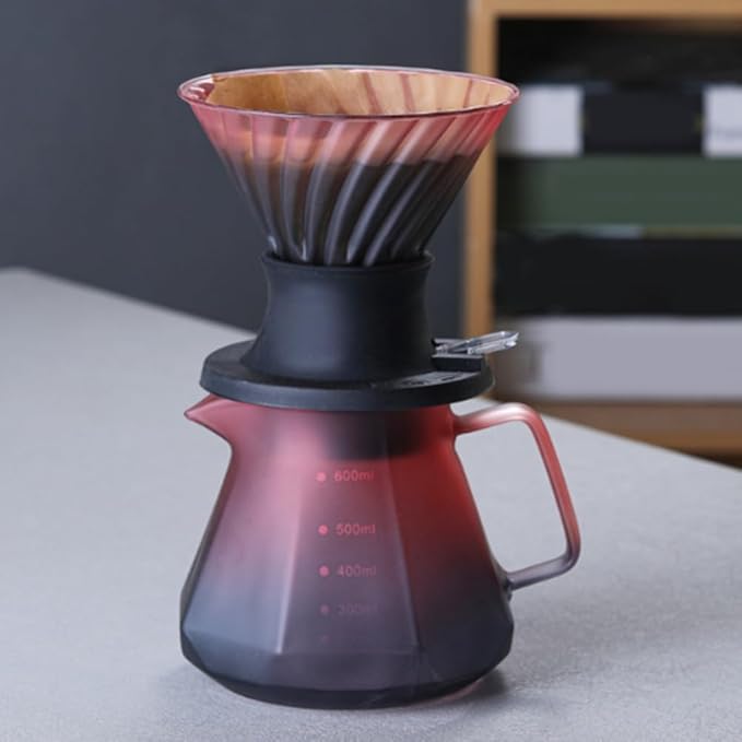 Aboiled Borosilicate Glass Coffee Drip Pot - Handmade Pour Over Coffee Maker with Silicone Base - 600ml Capacity for Coffee Lovers