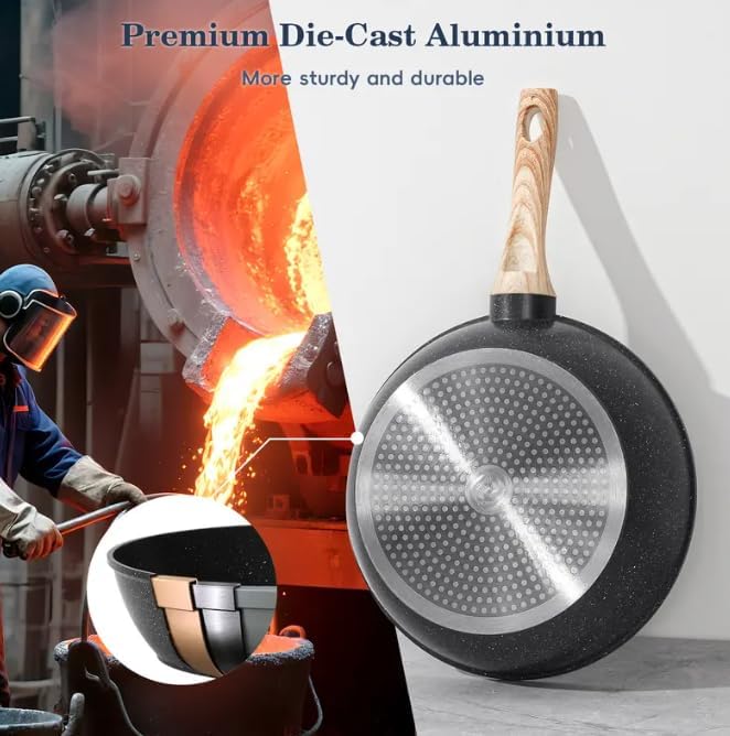 12pcs Pots and Pans Set Non Stick Kitchen Cookware Sets Induction Cookware Nonstick Granite Cooking Set with Frying Pans Saucepans Kitchenwarestock up on specials