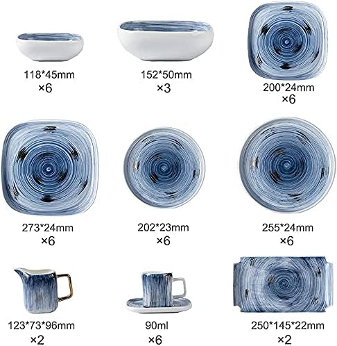 Porcelain Dinnerware Sets Plates and Bowls Sets 43pcs Ceramics Dinnerware Sets Creative Blue Sky Series Dinner Plates Complete Porcelain C