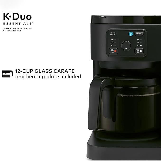 K-Duo Essentials Coffee Maker for Hot and Iced Drinks Single Serve KCup Pod Brewer and 12 Cup Carafe Drip Coffee Pot 72 oz Water ReservoirPause &amp Pour Feature Perfect for Home &amp Office Use