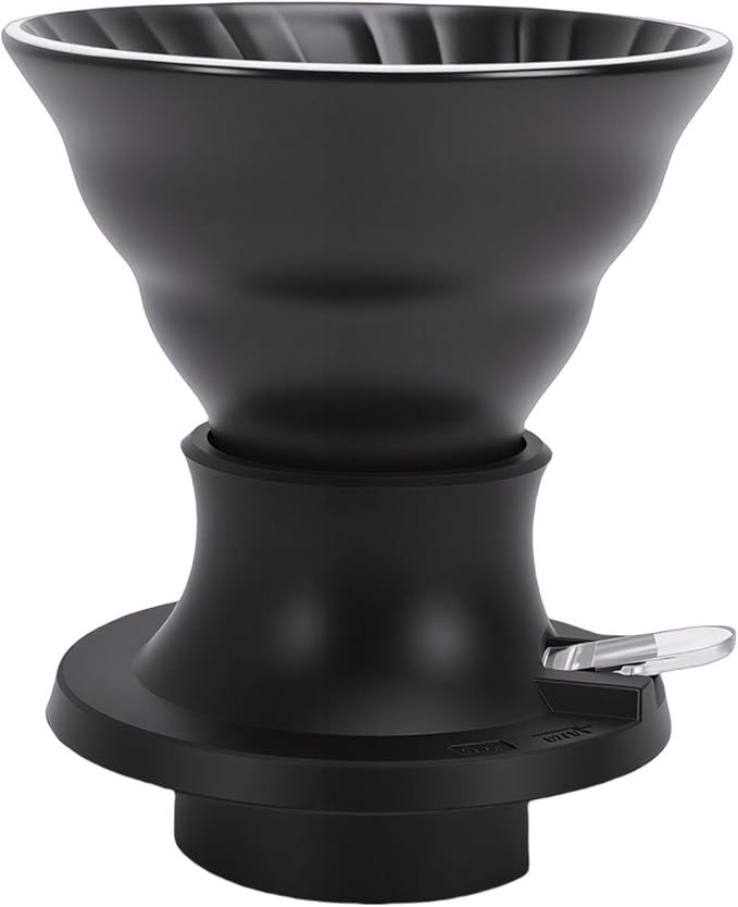 Premium Ceramic Pour Over Coffee Dripper - Heat Immersion Cone Brewer with Filter Holder for Home Office &amp Travel Use Ideal Coffee Maker for Daily Brewing (Black)