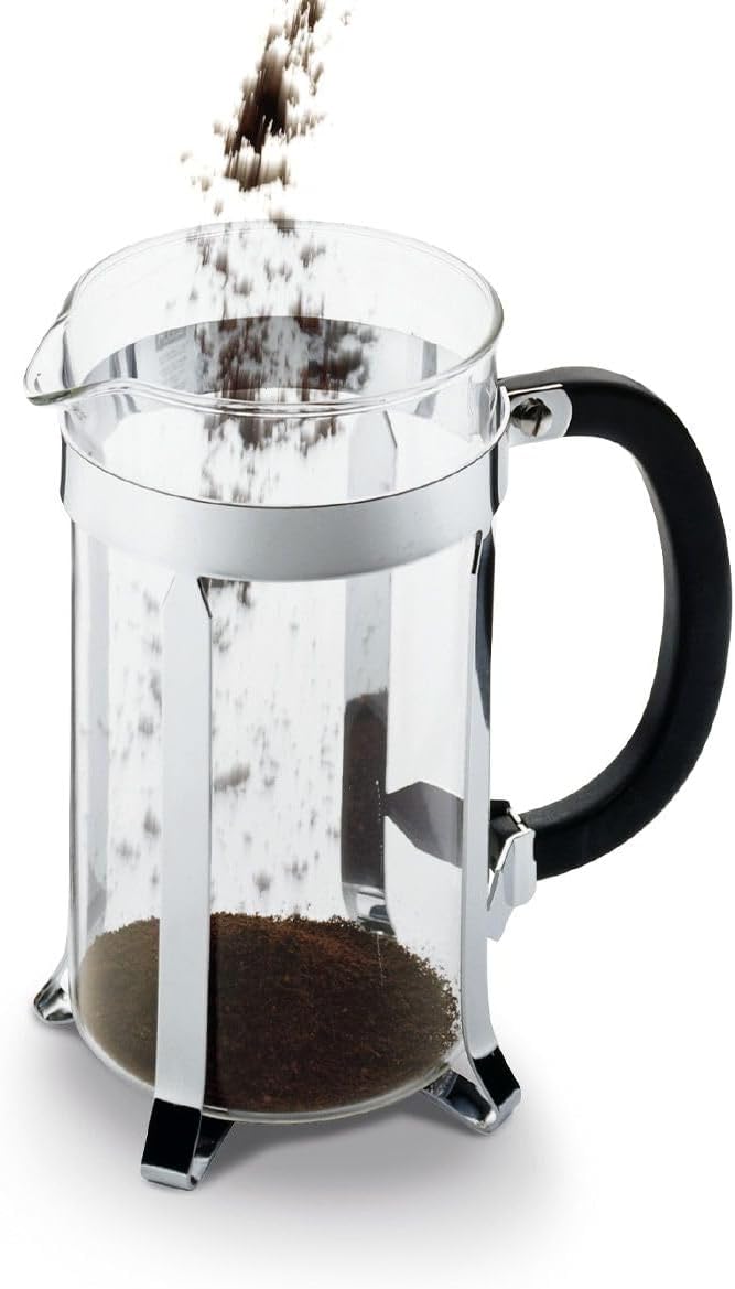 Bodum Caffettiera French Press Coffee Maker Black Plastic Lid and Stainless Steel Frame 8-Cup 34-Ounce