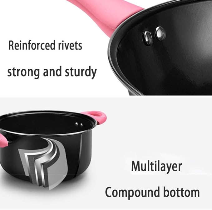 4-Piece Pot SetComfortable HandleStock PotFrying PanWokSaucepanLarge Capacity Non-Stick Pot InductiveSuitable for Gas Induction CookerEasy to Clean Frying Pan/A (C)