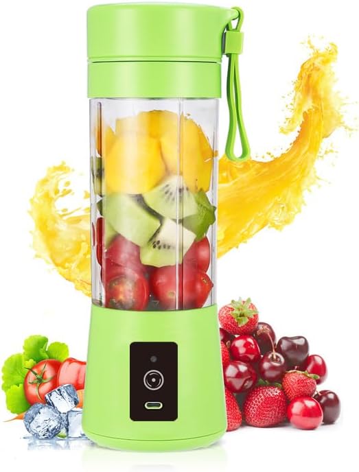 Cordless Portable Personal Size Blender - Mini Blender 380Ml BPA Free Travel Cup Powerful Blending Suit in Office/Home/Gym Valentines Day Gift Blue