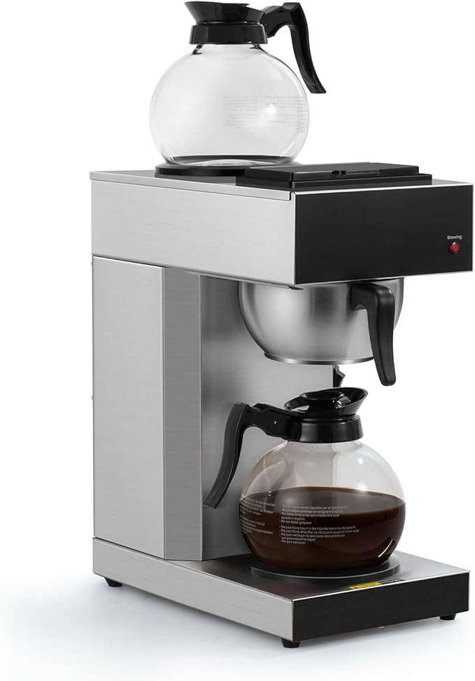 SYBO 12-Cup Commercial Drip Coffee Maker Pour Over Coffee Maker Brewer with 2 Glass Carafes and Warmers Stainless Steel Cafetera SF-CB-2GA