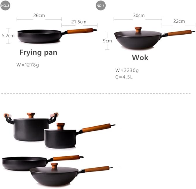 Cookware Set 7 Piece Cast Iron Pot Household Uncoated Pan Non-Stick Induction Set Suitable For Kitchenware Feature: