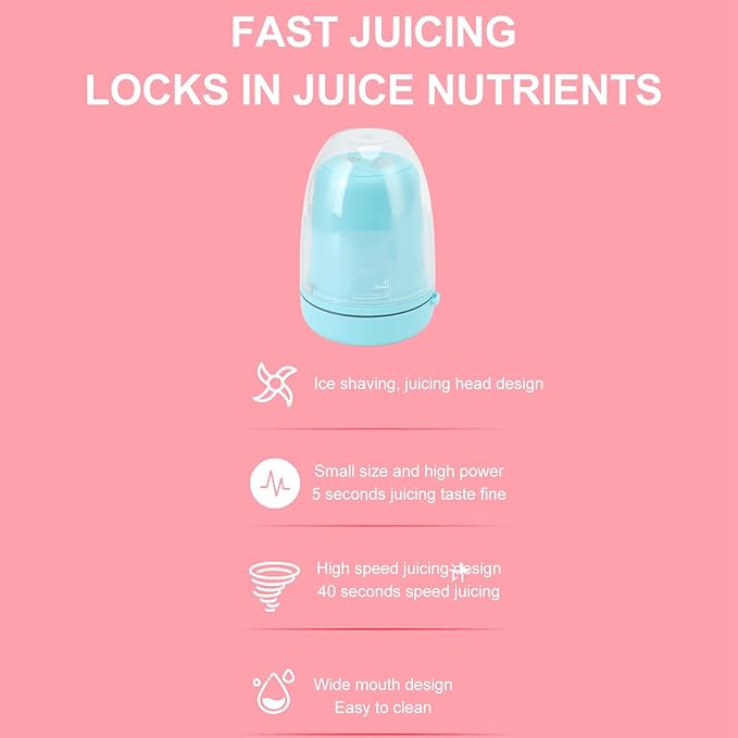 260ml Portable Juicer Cup Portable Juicer Cup with USB Cable Multifunctional Fruit Mixing Machine for Gym Travel Kitchen (Blue)