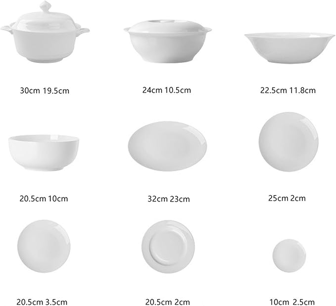 White Ceramic Dinnerware Set: Plates &amp Bowls for Kitchen Microwave &amp Dishwasher Safe Dishes Collection (16pcs)