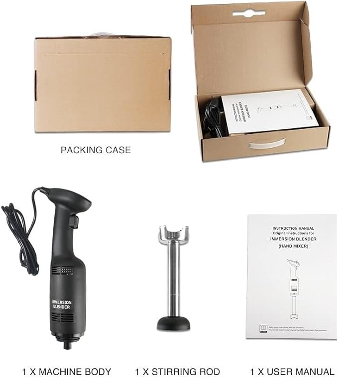 Electric Immersion Blender - Commercial Hand Held Stick Mixer for Mixing Vegetables and Potatoes Fixed Speed Heavy Duty Design