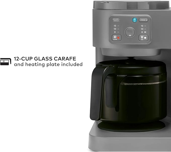 K-Duo Essentials Coffee Maker for Hot and Iced Drinks Single Serve KCup Pod Brewer and 12 Cup Carafe Drip Coffee Pot 72 oz Water Reservoir Perfect for Home &amp Office (Gray)