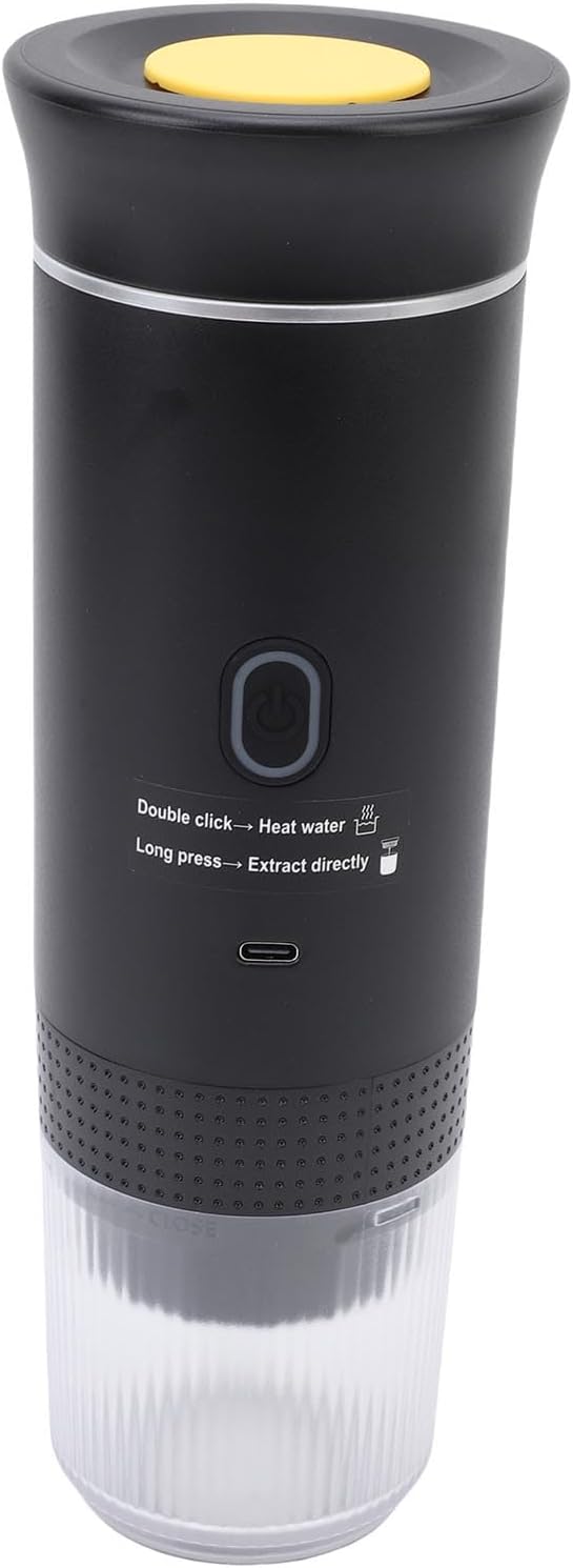 Luqeeg 72W 120ML Cup Portable Coffee Maker Full Automatic Machine Outdoor Ground Coffee Maker with USB C Charging &amp 20 Bar Pressure for Camping RV Hiking Office Travel (Black)