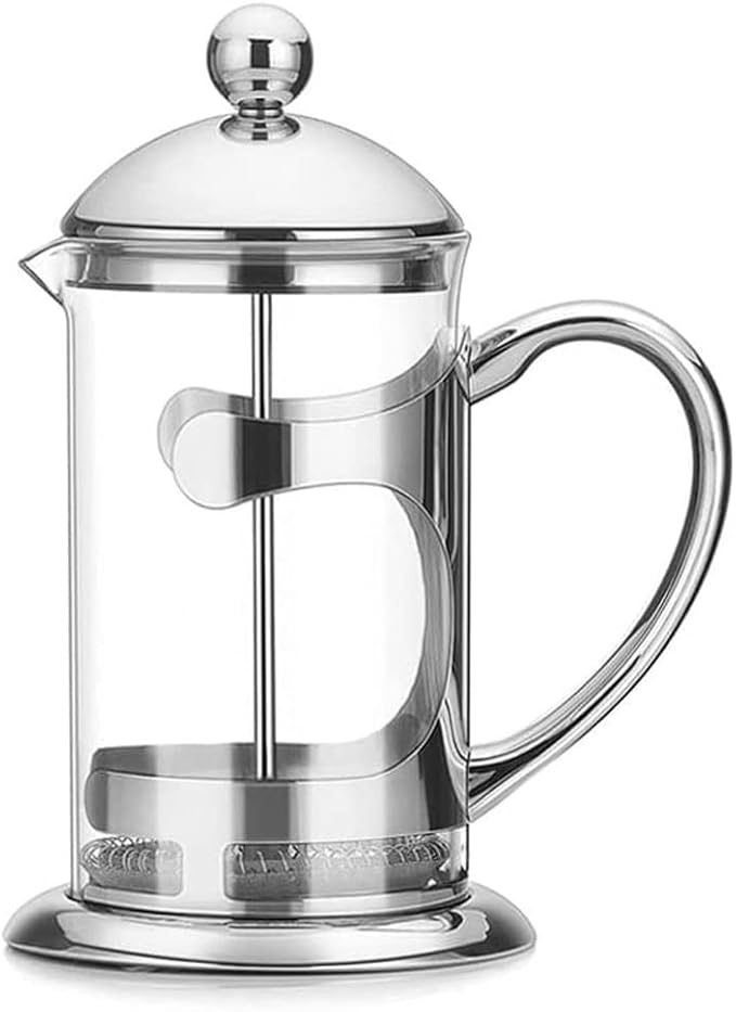 French Press Coffee Maker | Stainless Steel Coffee Press Pot Layer Filters for Pour Over Brewing | Borosilicate Glass (Clear)