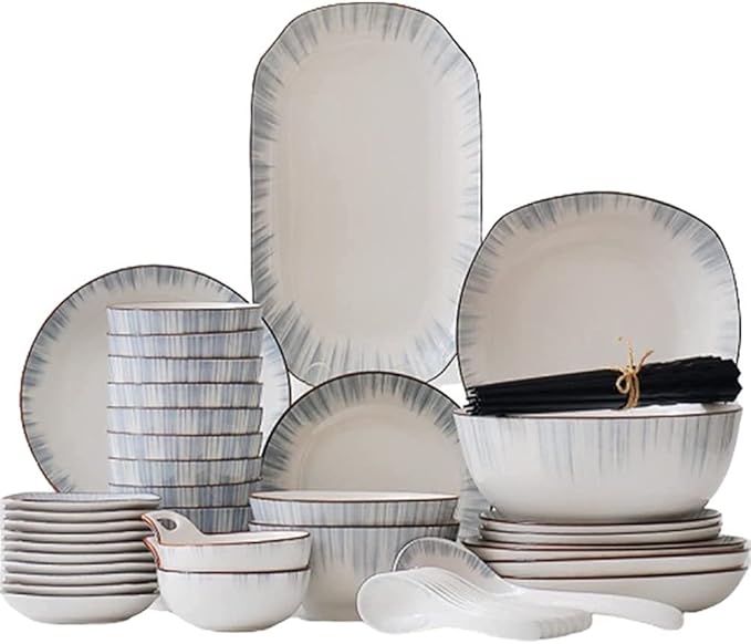 Dinnerware Sets - Luxury Gift Dishes Service Set 26PCS/56PCS Chinese Style Bone China Dinnerware Set Household Ceramic Bowl Dishes Plate Service for 5/10(26 Pieces)