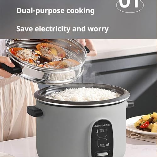 Rice Cooker with Steamer Basket Nonstick Inner Pot Keep Warm Function Includes Spatula &amp Measuring Cup 2-5L Capacity Serves 2-8 People(3L)