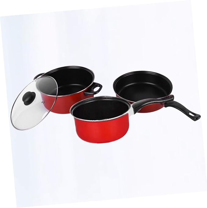 VOSAREA 3Pcs Non Stick Cooking Tool Set Multifunctional Frying Pan Soup Pot and Milk Pan Essential Kitchen Utensil for Daily Use and Cookware
