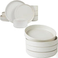 Famiware Star Dinnerware Set with Plates and Bowls Service for 4 (16-Piece) Stoneware Kitchen Dishes Dinner Sets - Matte White (Full Glaze)