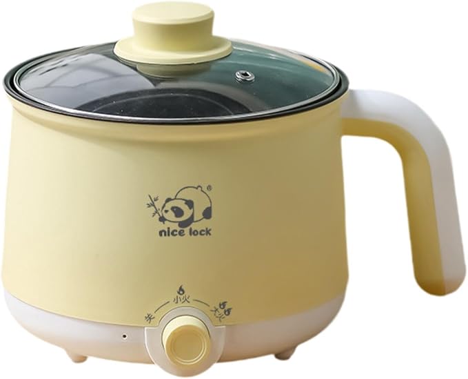 Electric Hot Pot Raman Cooker 2 Gear Nonstick Boil Dry Protection Electric Rice Cooker Noodles Cooker for Porridge Fry Eggs without steamer
