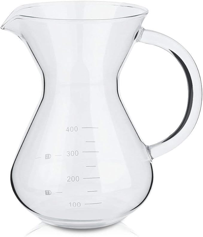 Pour over Coffee Maker 400ml Glass Hand Drip Coffee Filter Pot with Scale for Office Home Kitchen Table