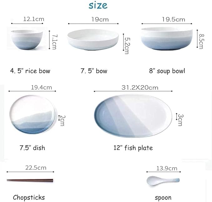 Dinnerware Sets Dish Set17 PiecePorcelain Hand-Painted Ink Painting with Gradient Underglaze Ceramic Combination SetService for 4 People